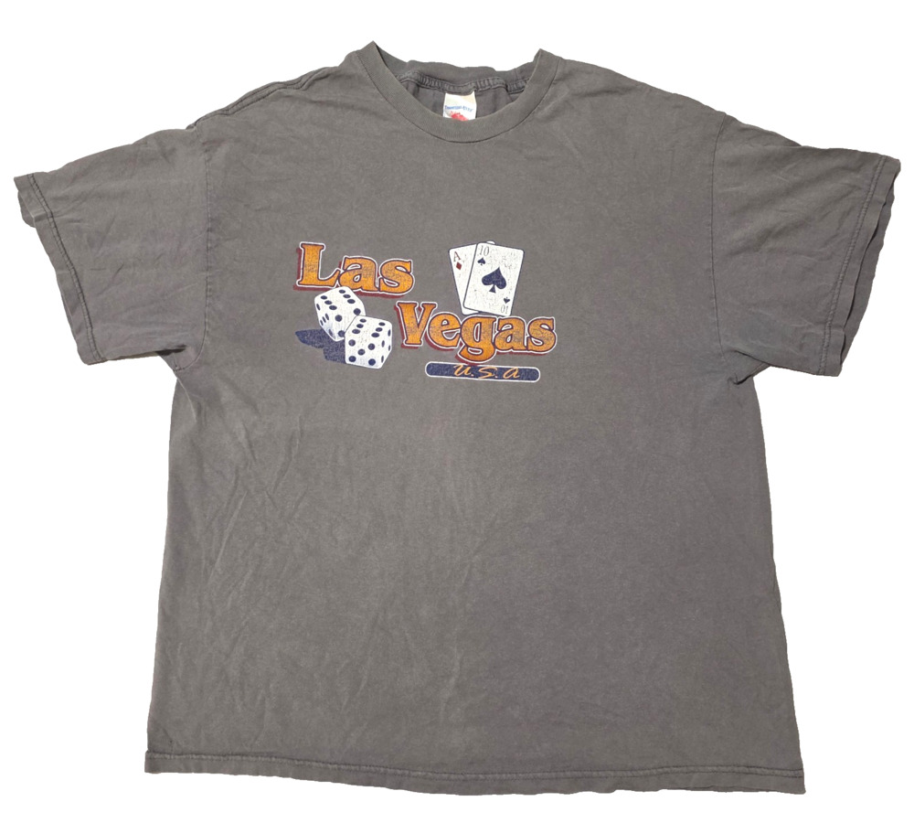 Vintage Las Vegas Tennessee River Gray T-Shirt XL Casino Dice Cards